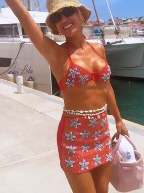 OCEANUS Mia's Marina Beaded Bikini Set & Skirt